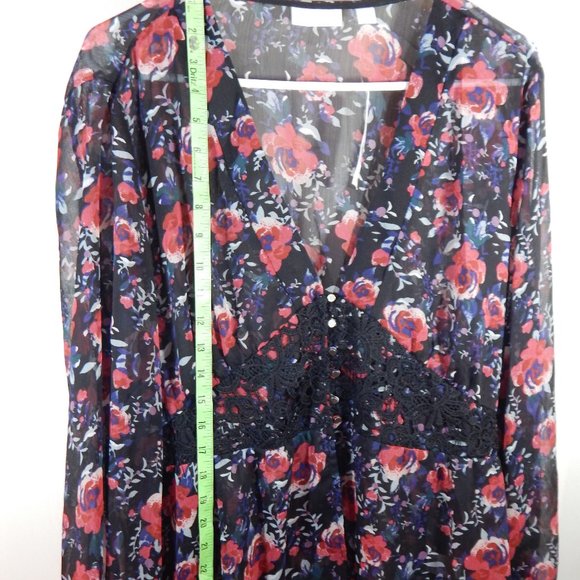 New York & Company Sheer Floral Print Blouse - Picture 8 of 9